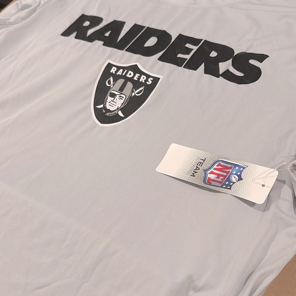 NWT [Outerstuff] Las Vegas Raiders NFL Performance Gray T-Shirt Men’s Sz Large - Picture 6 of 8